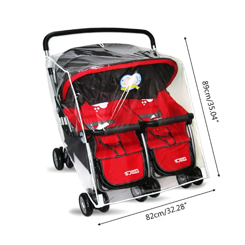 Baby Pushchairs Rain Cover Stroller Raincoat for Twins Clear Stroller Rain Cover Waterproof Stroller Accessories Wind Dust Shiel