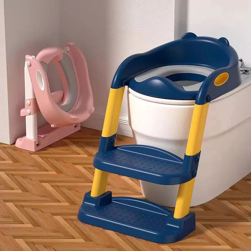 New Potty Training Seat With Step Stool Ladder Folding Toilet Seat Backrest Training Chair For Baby Kids Portable Children's Pot