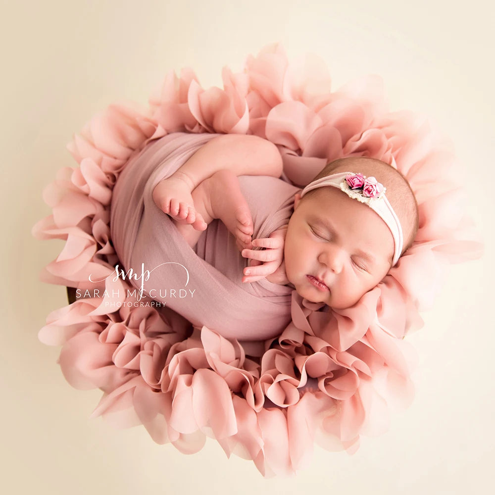 Blossom Soft Chiffon Newborn Blanket Stuffer Basket Filler Backdrop Photo Props Baby Photography Layers Little Infant Mat Studio